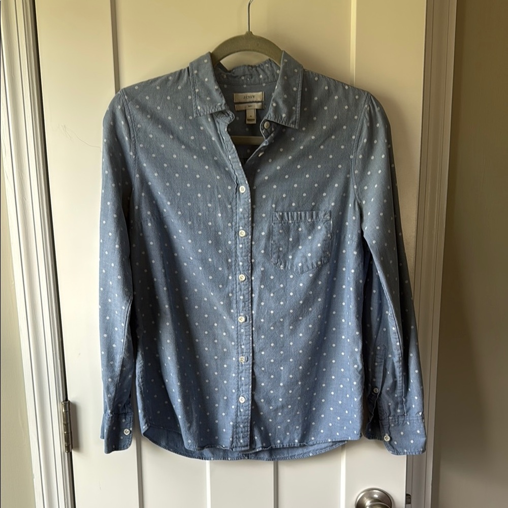 J. Crew Blue and White Casual Button Down Shirt